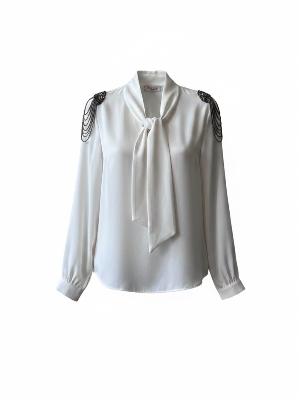 Moon's Collection Womens
Wear Blouse Military-chic Epaulettes Sz M White Tie
